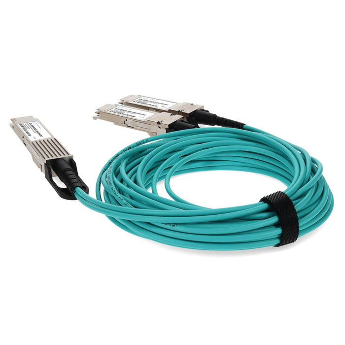 Dell AOC-Q28DD-2Q28-100G-20M Compatible TAA Compliant 200GBase-AOC QSFP28-DD to 2xQSFP28 Active Optical Cable (850nm, MMF, 20m)
