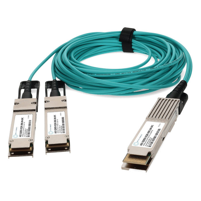 Dell AOC-Q28DD-2Q28-100G-3M Compatible TAA Compliant 200GBase-AOC QSFP28-DD to 2xQSFP28 Active Optical Cable (850nm, MMF, 3m)