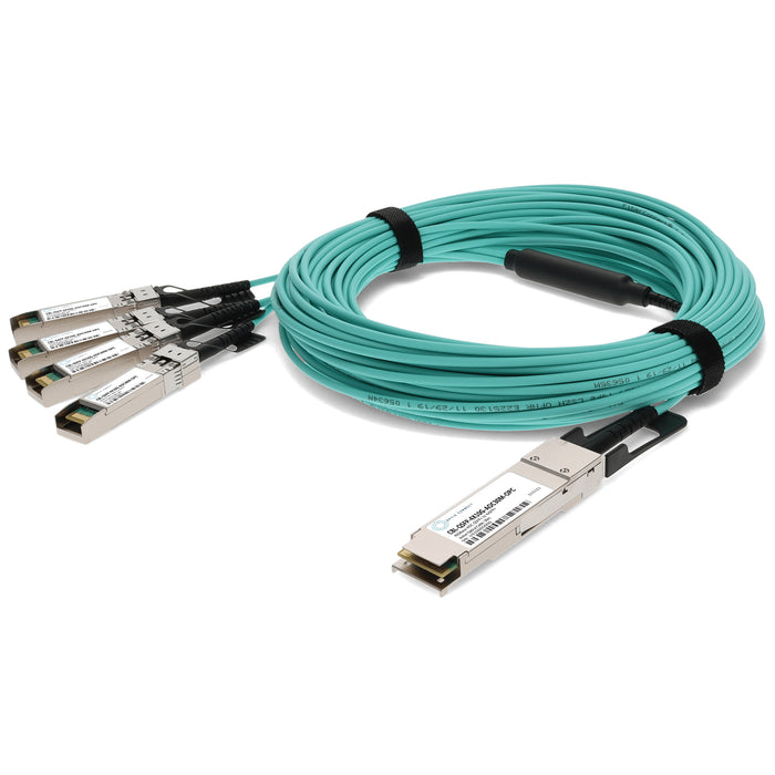 Dell CBL-QSFP-4X10G-AOC30M Compatible TAA Compliant 40GBase-AOC QSFP+ to 4xSFP+ Active Optical Cable (850nm, MMF, 30m)