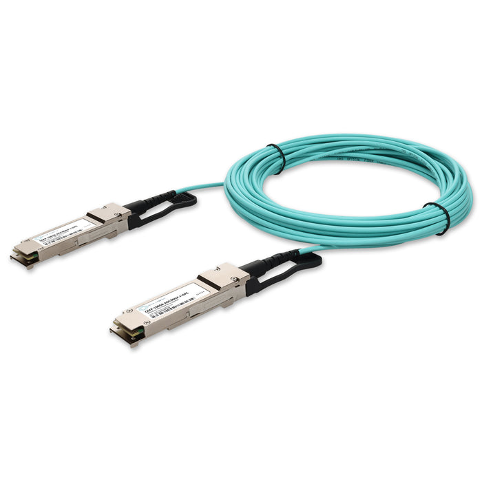 Juniper Networks Compatible TAA 100GBase-AOC QSFP28 to QSFP28 Low Power Active Optical Cable (850nm, MMF, 9m, Infiniband EDR, LSZH)