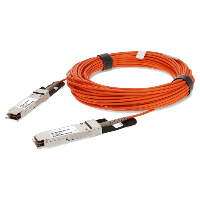 MSA and TAA Compliant 40GBase-AOC QSFP+ to QSFP+ Orange Active Optical Cable (850nm, MMF, 50m)