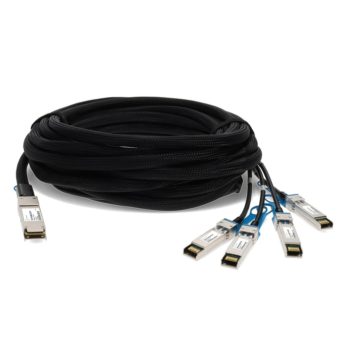 Dell Compatible TAA Compliant 40GBase-CU QSFP+ to 4xSFP+ Direct Attach Cable (Active Twinax, 3m)
