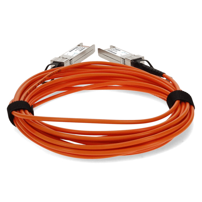 MSA and TAA Compliant 10GBase-AOC SFP+ to SFP+ OFNP (Plenum-rated) Orange Active Optical Cable (850nm, MMF, 5m)