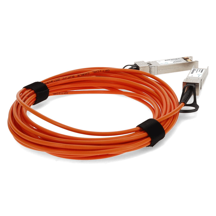 MSA and TAA Compliant 10GBase-AOC SFP+ to SFP+ OFNP (Plenum-rated) Orange Active Optical Cable (850nm, MMF, 5m)