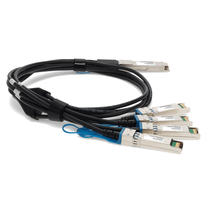 Intel XXV4DACBL3M Compatible TAA Compliant 100GBase-CU QSFP28 to 4xSFP28 Direct Attach Cable (Passive Twinax, 3m)