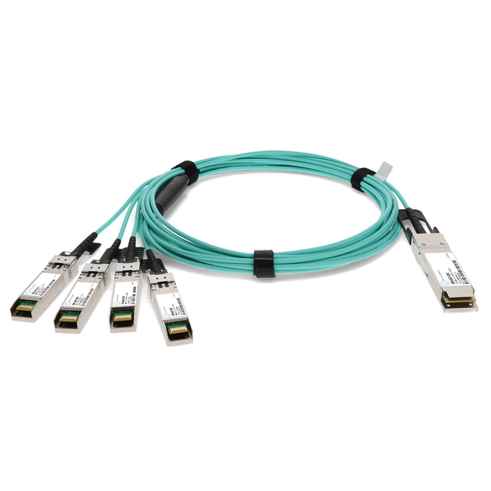 IBM 00YL667 Compatible TAA Compliant 40GBase-AOC QSFP+ to 4xSFP+ Active Optical Cable (850nm, MMF, 1m)