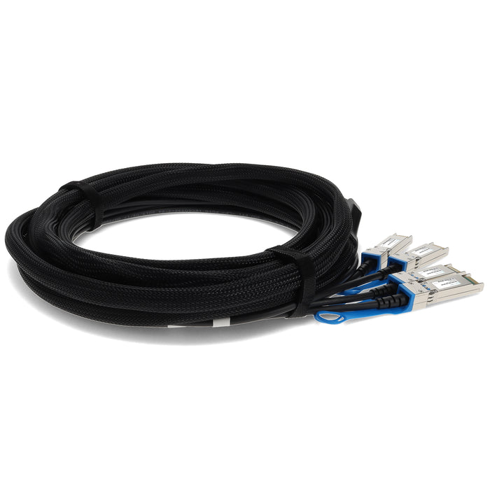 Dell DAC-QSFP-4SFP-10G-3M Compatible TAA Compliant 40GBase-CU QSFP+ to 4xSFP+ Direct Attach Cable (Passive Twinax, 3m)