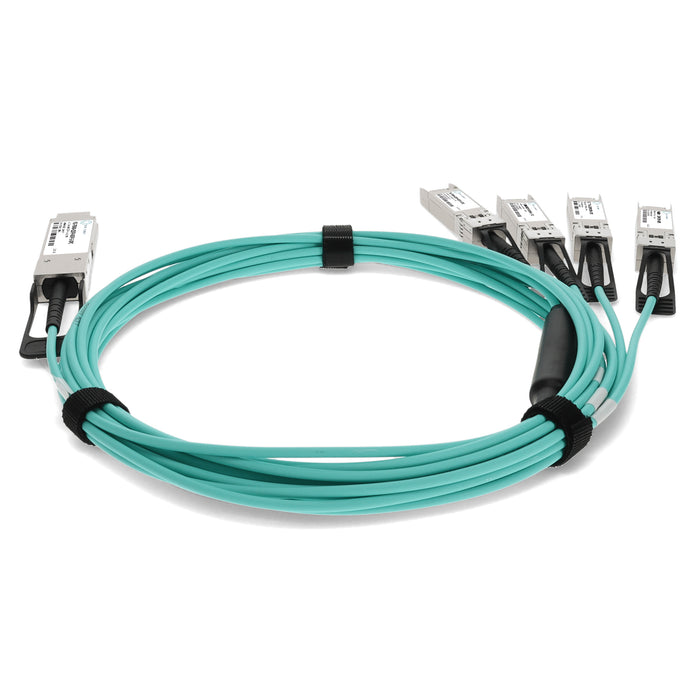 Fortinet FG-TRAN-QSFP-4SFP-5 Compatible TAA Compliant 40GBase-AOC QSFP+ to 4xSFP+ Active Optical Cable (850nm, MMF, 5m)