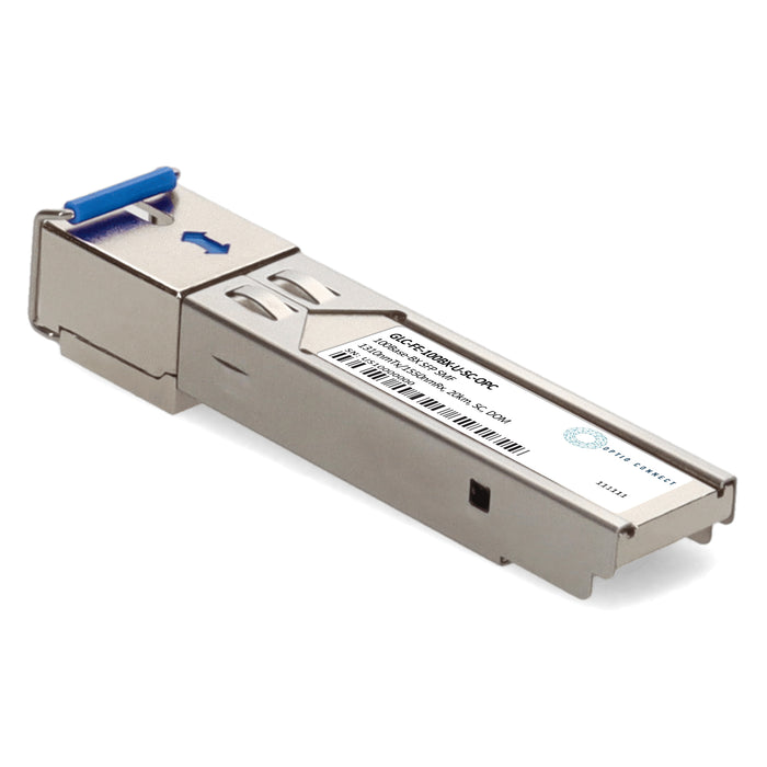 Cisco® Compatible TAA 100Base-BX SFP Transceiver (SMF, 1310nmTx/1550nmRx, 20km, SC, DOM)