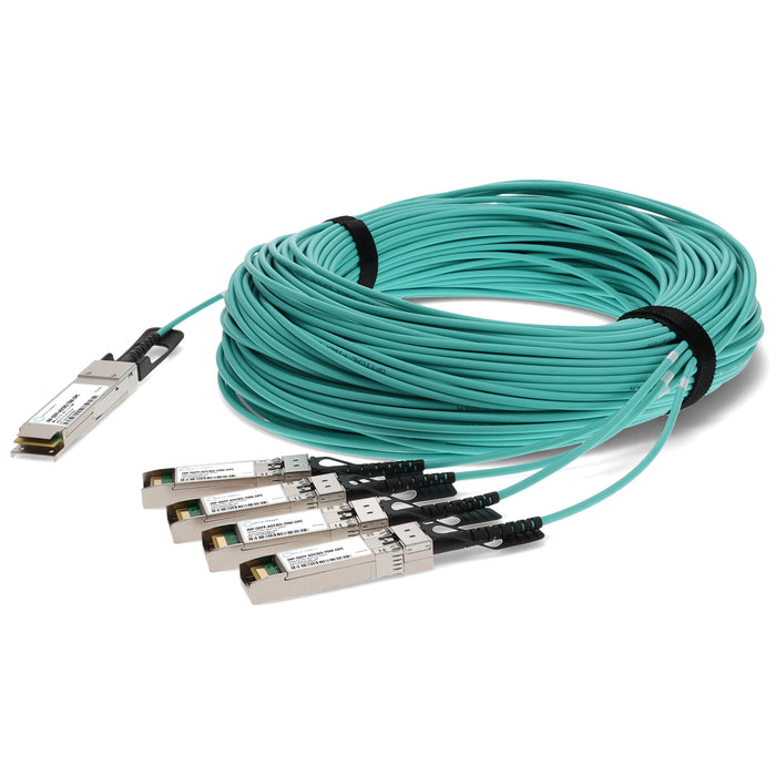 Juniper Networks Compatible TAA Compliant 40GBase-AOC QSFP+ to 4xSFP+ Active Optical Cable (850nm, MMF, 70m)