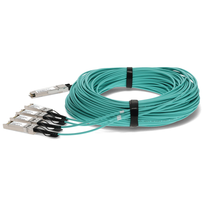 Juniper Networks Compatible TAA Compliant 40GBase-AOC QSFP+ to 4xSFP+ Active Optical Cable (850nm, MMF, 70m)
