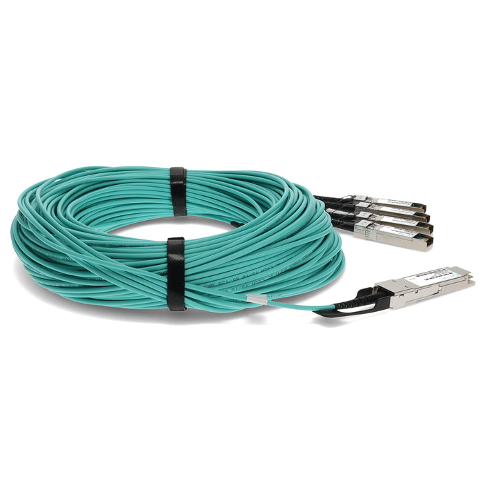 Juniper Networks Compatible TAA Compliant 40GBase-AOC QSFP+ to 4xSFP+ Active Optical Cable (850nm, MMF, 70m)