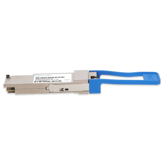 Calix® Compatible TAA 100GBase-BX ER1 QSFP28 Transceiver Single Lambda (SMF, 1304.58nmTx/1309.14nmRx, 40km, LC, DOM)