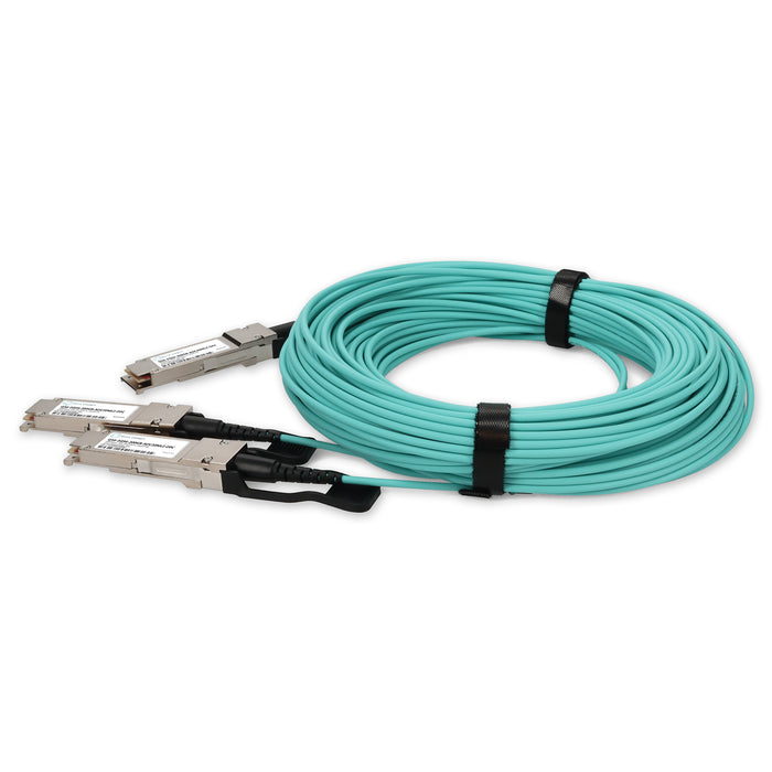 MSA and TAA Compliant 200G-AOC QSFP56 to 2xQSFP56 Active Optical Cable (850nm, MMF, 20m, LSZH)