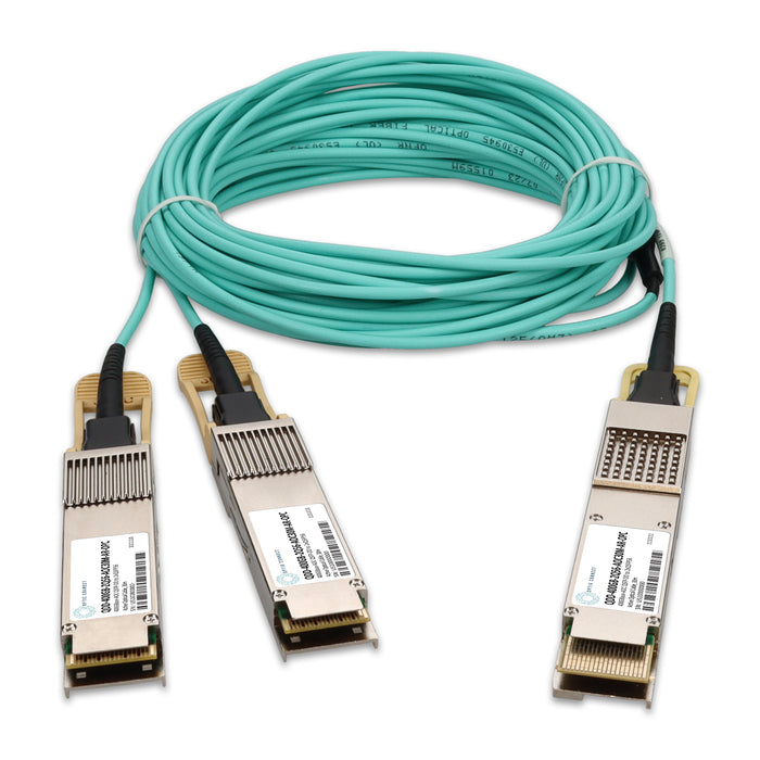 Arista Networks Compatible TAA 400GBase-AOC QSFP-DD to 2xQSFP56 Active Optical Cable (850nm, MMF, 30m)
