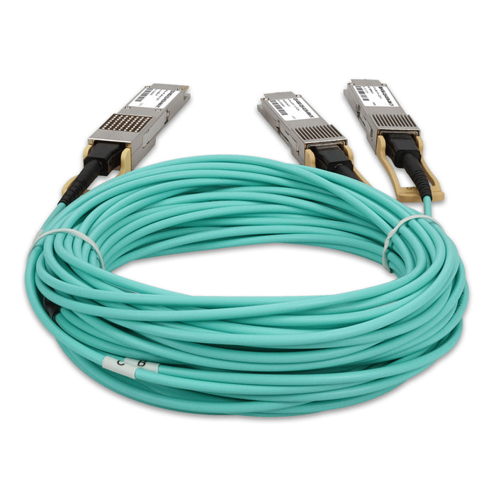 Arista Networks® and Mellanox® Compatible TAA 400GBase-AOC QSFP-DD to 2xQSFP56 Active Optical Cable (850nm, MMF, 5m)