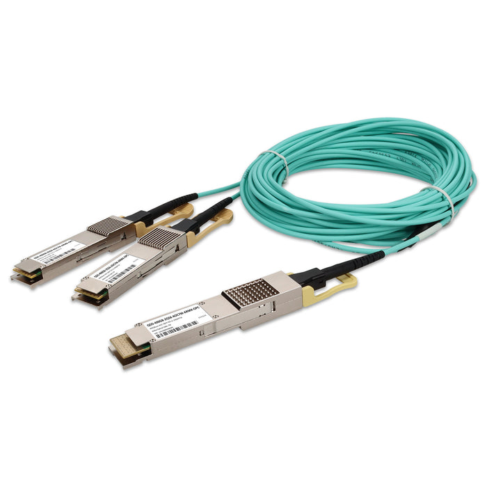 Arista Networks® and Mellanox® Compatible TAA 400GBase-AOC QSFP-DD to 2xQSFP56 Active Optical Cable (850nm, MMF, 7m)