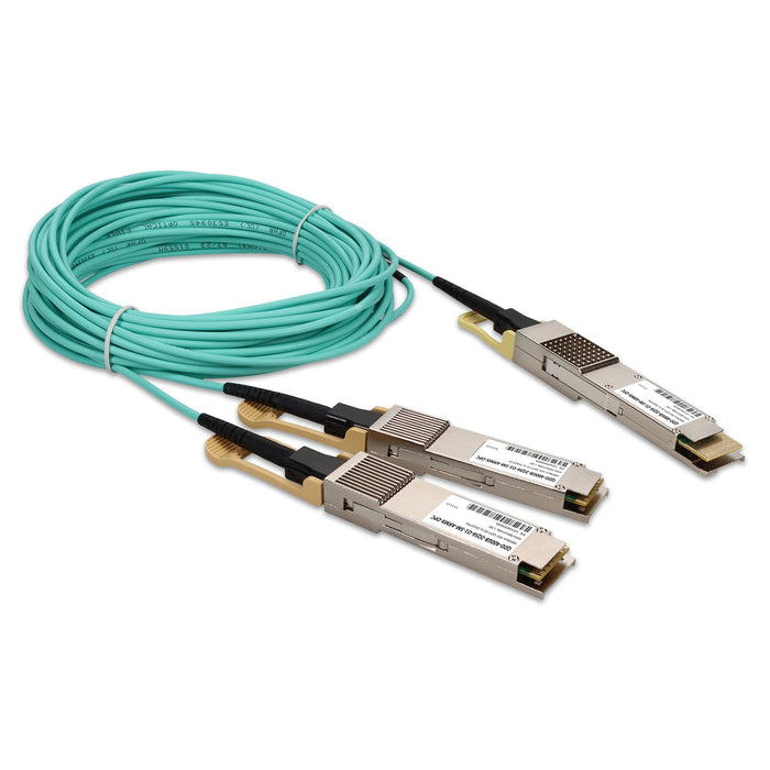 Arista Networks® and Mellanox® Compatible TAA 400GBase-AOC QSFP-DD to 2xQSFP56 Active Optical Cable (850nm, MMF, 1.5m)