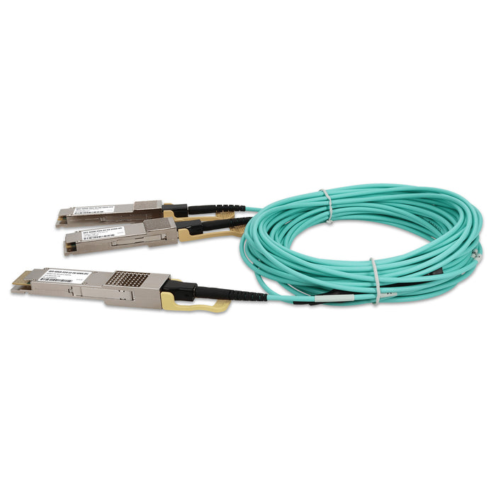 Arista Networks® and Mellanox® Compatible TAA 400GBase-AOC QSFP-DD to 2xQSFP56 Active Optical Cable (850nm, MMF, 2.5m)