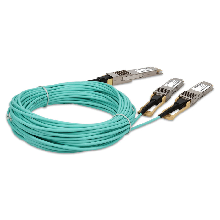 Arista Networks® and Mellanox® Compatible TAA 400GBase-AOC QSFP-DD to 2xQSFP56 Active Optical Cable (850nm, MMF, 2.5m)