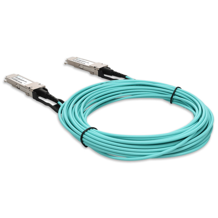 Juniper Networks Compatible TAA 100GBase-AOC QSFP28 to QSFP28 Low Power Active Optical Cable (850nm, MMF, 13m, Infiniband EDR, LSZH)