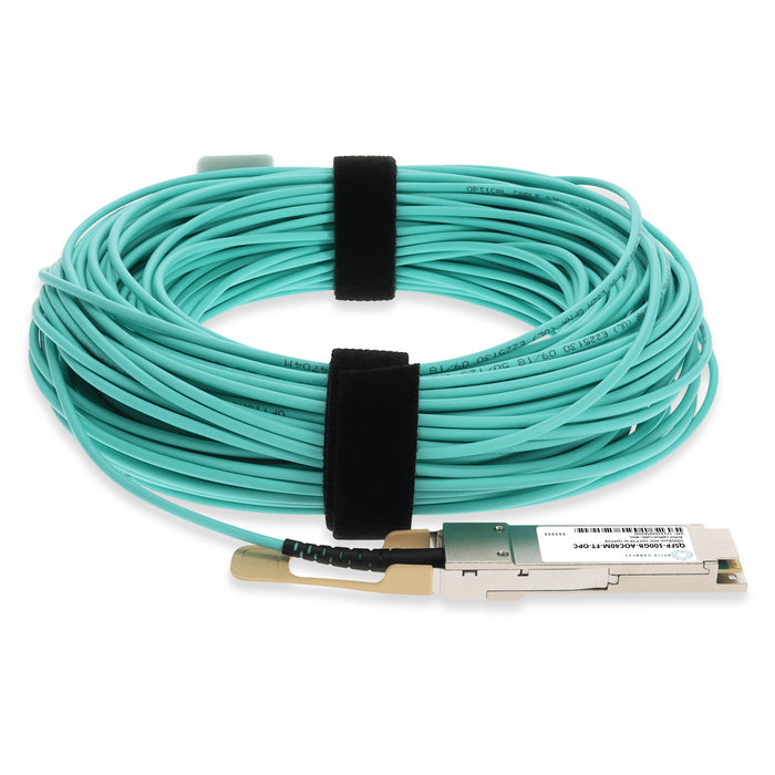 Fortinet Compatible TAA 100GBase-AOC QSFP28 Active Optical Cable (850nm, MMF, 40m)