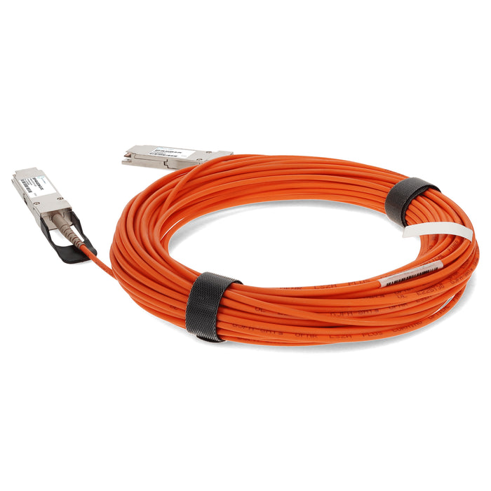 MSA and TAA Compliant 40GBase-AOC QSFP+ to QSFP+ Orange Active Optical Cable (850nm, MMF, 50m)