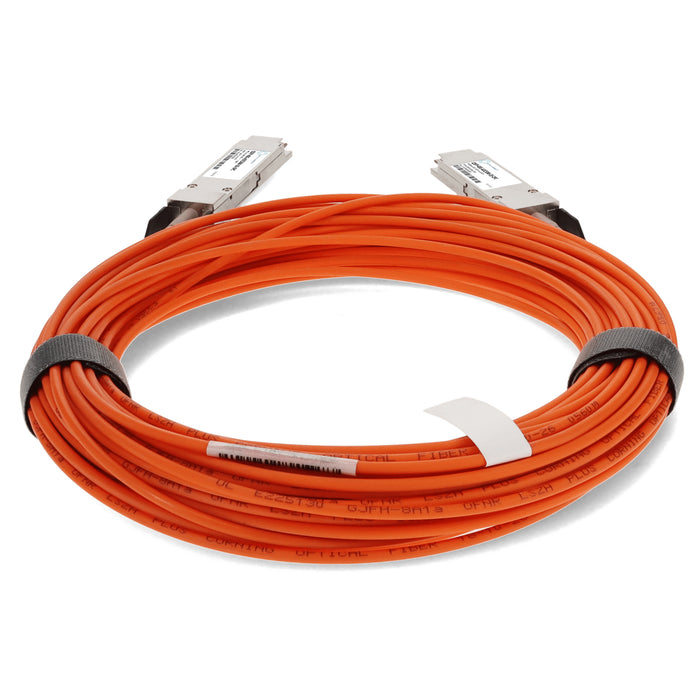 MSA and TAA Compliant 40GBase-AOC QSFP+ to QSFP+ Orange Active Optical Cable (850nm, MMF, 50m)