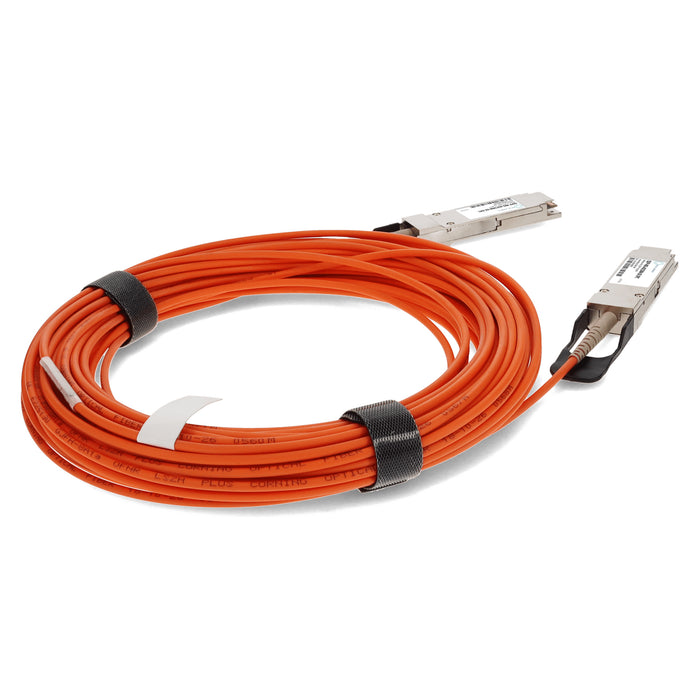 MSA and TAA Compliant 40GBase-AOC QSFP+ to QSFP+ Orange Active Optical Cable (850nm, MMF, 50m)