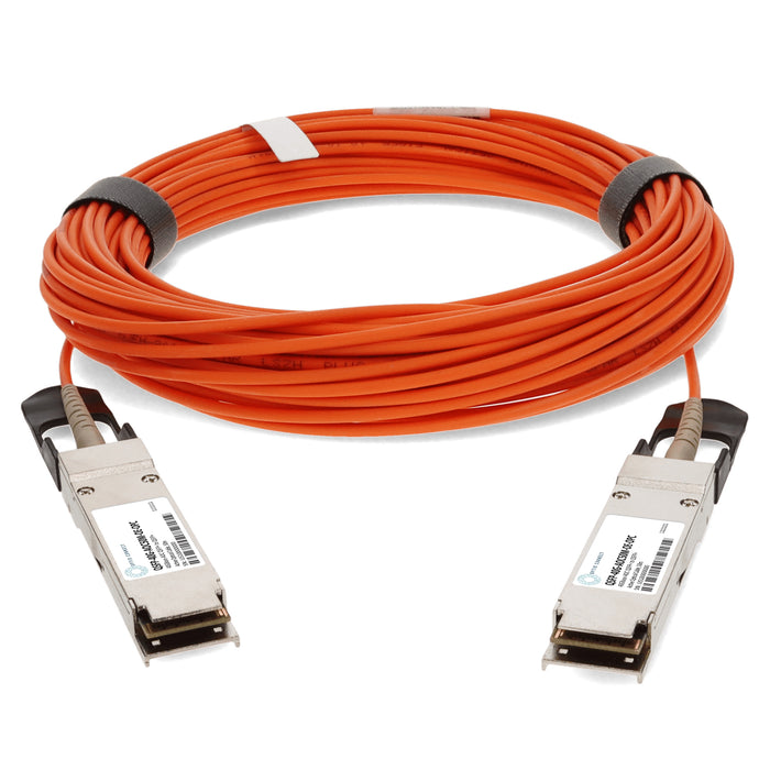 MSA and TAA Compliant 40GBase-AOC QSFP+ to QSFP+ Orange Active Optical Cable (850nm, MMF, 50m)
