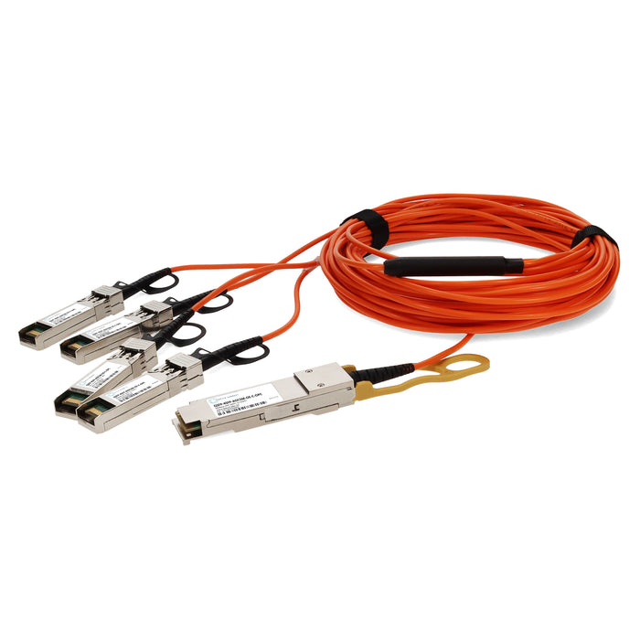 Cisco Compatible TAA 40GBase-AOC QSFP+ to 4xSFP+ Orange Active Optical Cable (850nm, MMF, 5m)