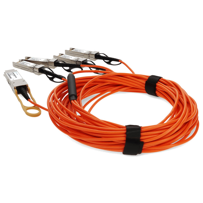 Cisco Compatible TAA 40GBase-AOC QSFP+ to 4xSFP+ Orange Active Optical Cable (850nm, MMF, 5m)