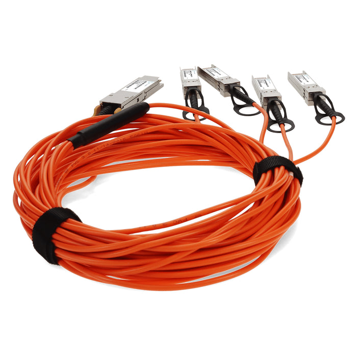 Cisco Compatible TAA 40GBase-AOC QSFP+ to 4xSFP+ Orange Active Optical Cable (850nm, MMF, 5m)