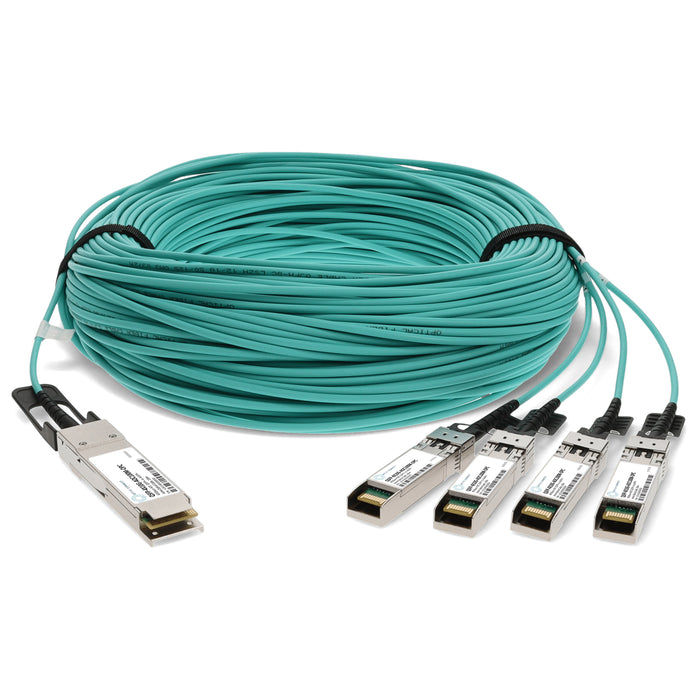 Cisco Compatible TAA Compliant 40GBase-AOC QSFP+ to 4xSFP+ Active Optical Cable (850nm, MMF, 100m)