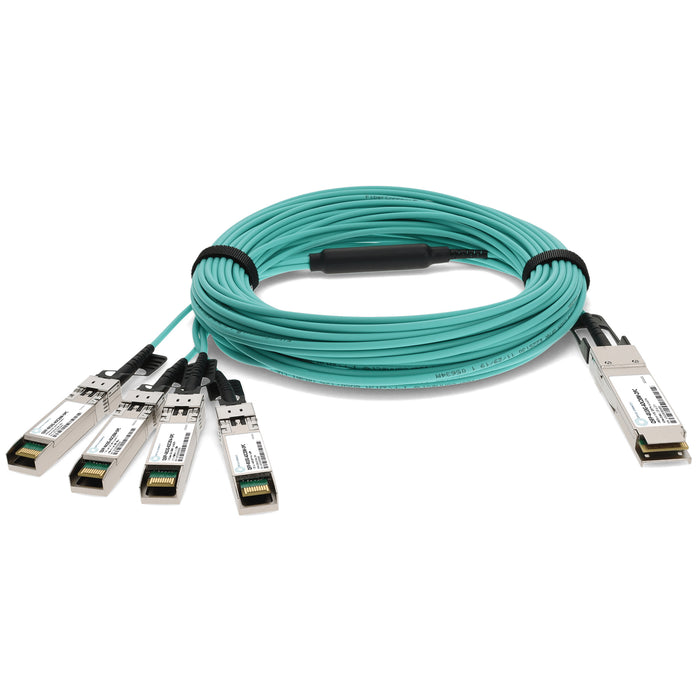 Cisco Compatible TAA Compliant 40GBase-AOC QSFP+ to 4xSFP+ Active Optical Cable (850nm, MMF, 20m)