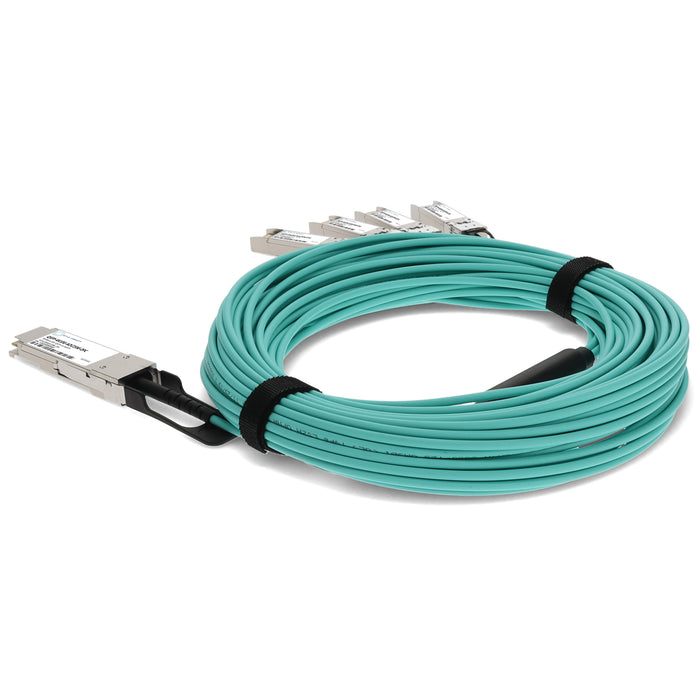 Cisco Compatible TAA Compliant 40GBase-AOC QSFP+ to 4xSFP+ Active Optical Cable (850nm, MMF, 25m)