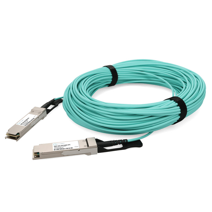 MSA and TAA Compliant 56GBase-AOC QSFP+ Active Optical Cable (850nm, MMF, 100m)