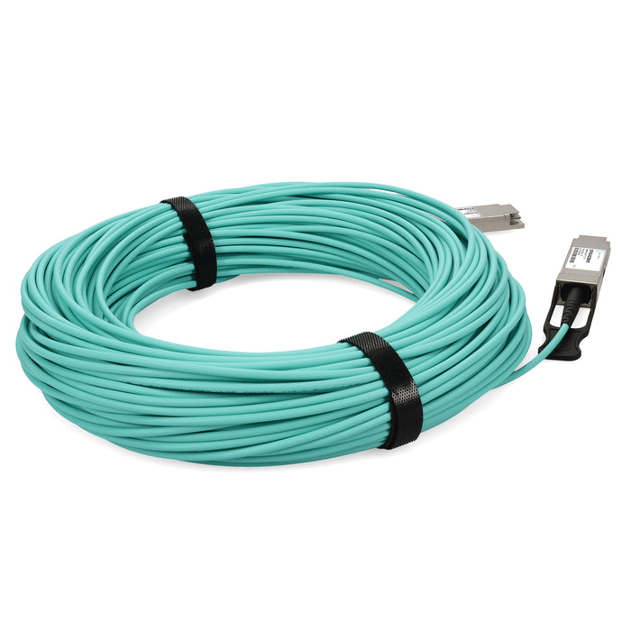 MSA and TAA Compliant 56GBase-AOC QSFP+ Active Optical Cable (850nm, MMF, 100m)
