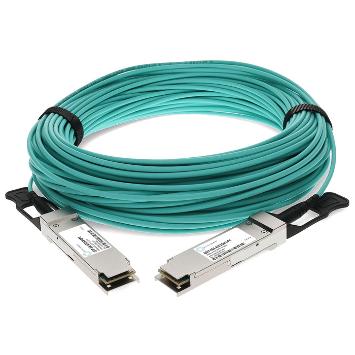 MSA and TAA Compliant 56GBase-AOC QSFP+ Active Optical Cable (850nm, MMF, 25m)