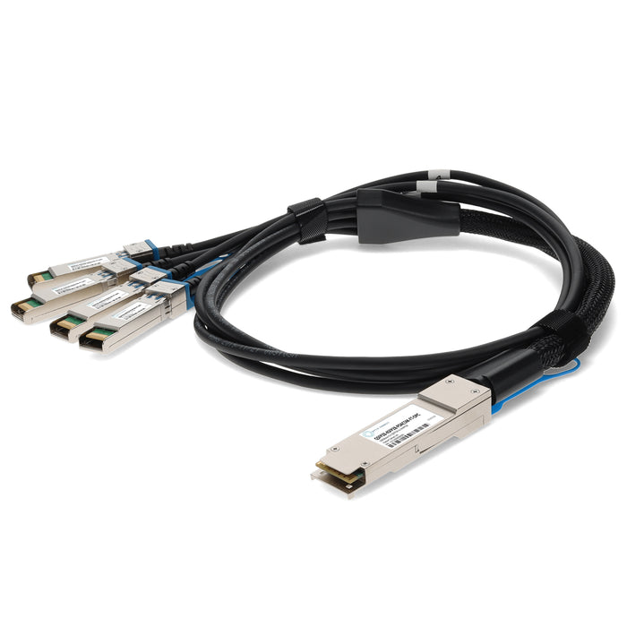 Fortinet Compatible TAA Compliant 100GBase-CU QSFP28 to 4xSFP28 Direct Attach Cable (Passive Twinax, 5m)