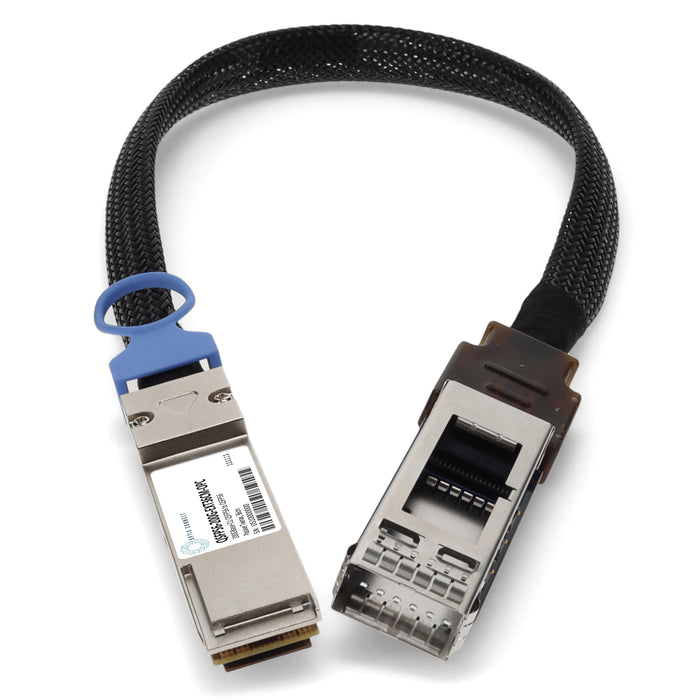 200GBase-CU QSFP56 to QSFP56 Male to Female Direct Attach Extension Cable (Passive Twinax, 36cm, 30AWG)