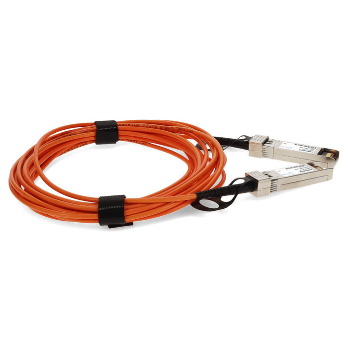 MSA and TAA Compliant 10GBase-AOC SFP+ to SFP+ OFNP (Plenum-rated) Orange Active Optical Cable (850nm, MMF, 5m)