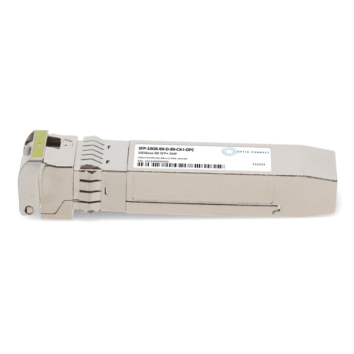 Calix® Compatible TAA 10GBase-BX SFP+ Transceiver (SMF, 1550nmTx/1490nmRx, 80km, LC, DOM, -40 to 85C)