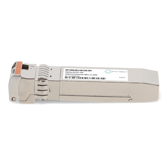 Ciena® SFP-10GB-BX-U-80-CN2 Compatible TAA 10GBase-BX SFP+ Transceiver (SMF, 1490nmTx/1550nmRx, 80km, LC, DOM)
