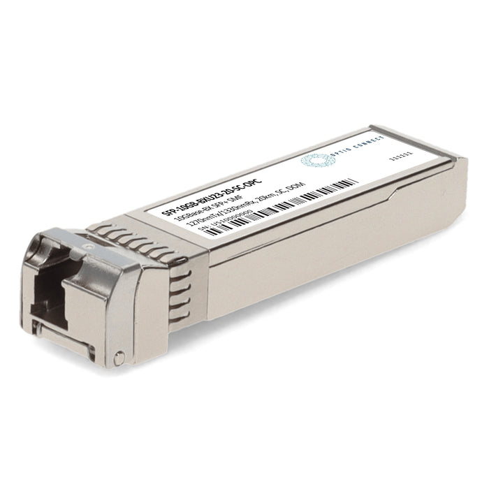 MSA and TAA 10GBase-BX SFP+ Transceiver (SMF, 1270nmTx/1330nmRx, 20km, SC, DOM)