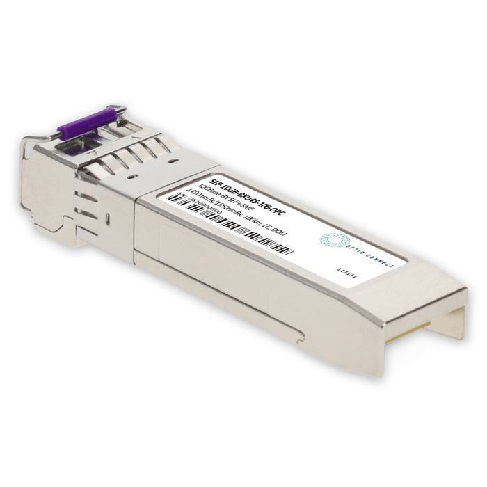 MSA and TAA 10GBase-BX SFP+ Transceiver (SMF, 1490nmTx/1550nmRx, 100km, LC, DOM)