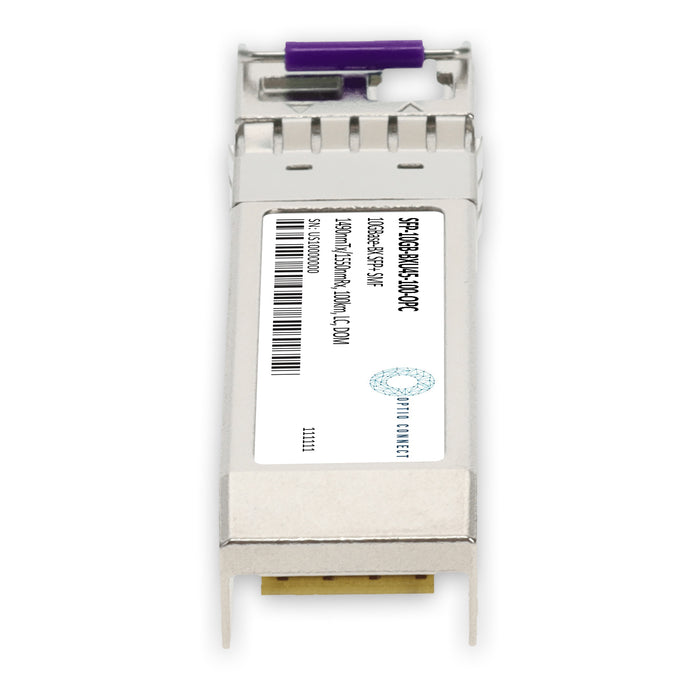 MSA and TAA 10GBase-BX SFP+ Transceiver (SMF, 1490nmTx/1550nmRx, 100km, LC, DOM)