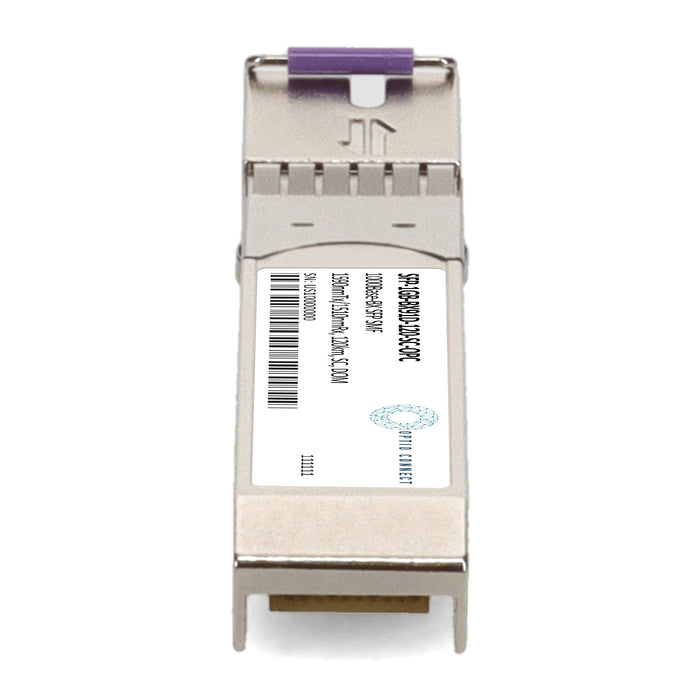MSA and TAA 1000Base-BX SFP Transceiver (SMF, 1590nmTx/1510nmRx, 120km, SC, DOM)