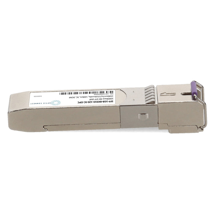MSA and TAA 1000Base-BX SFP Transceiver (SMF, 1590nmTx/1510nmRx, 120km, SC, DOM)
