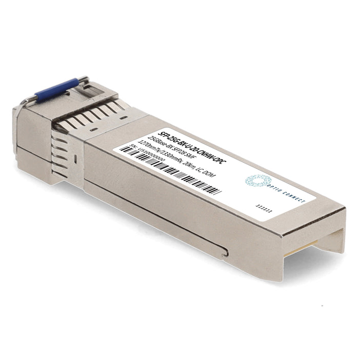 Cisco®, Alcatel-Lucent Nokia®, and Huawei® Compatible TAA 25GBase-BX SFP28 Transceiver (SMF, 1270nmTx/1330nmRx, 20km, LC, DOM)